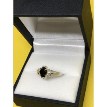 925 Sterling Silver Black Spinel Ring Size 7