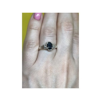 925 Sterling Silver Black Spinel Ring Size 7