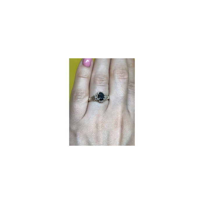 925 Sterling Silver Black Spinel Ring Size 7