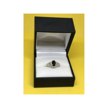 925 Sterling Silver Black Spinel Ring Size 6