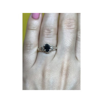 925 Sterling Silver Black Spinel Ring Size 6