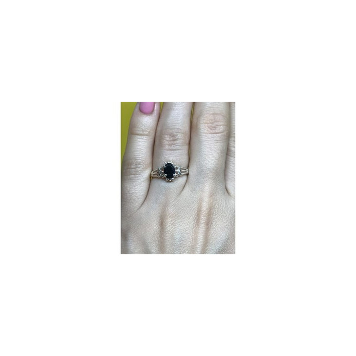 925 Sterling Silver Black Spinel Ring Size 6