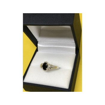 925 Sterling Silver Black Spinel Ring Size 6