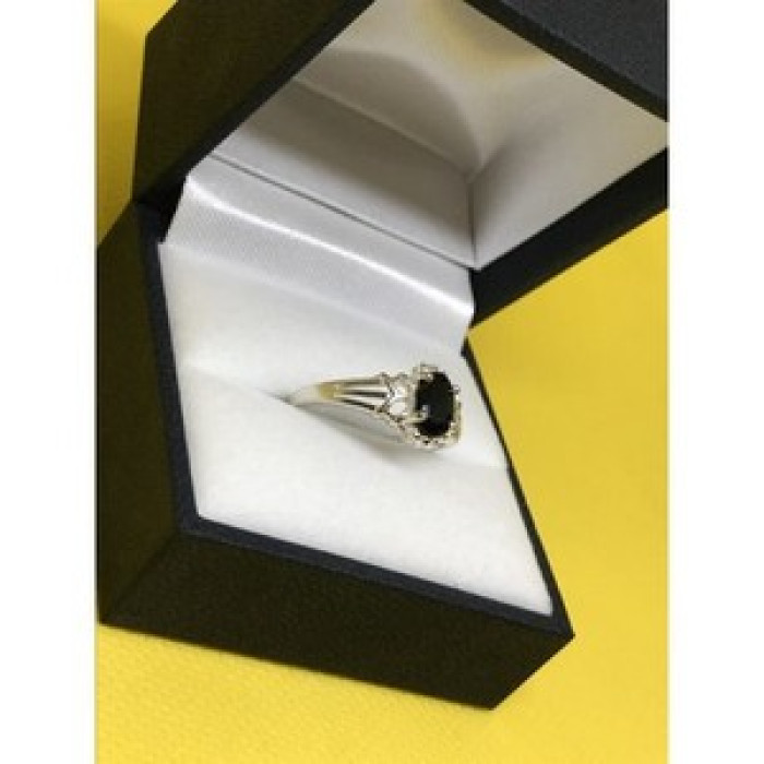 925 Sterling Silver Black Spinel Ring Size 6
