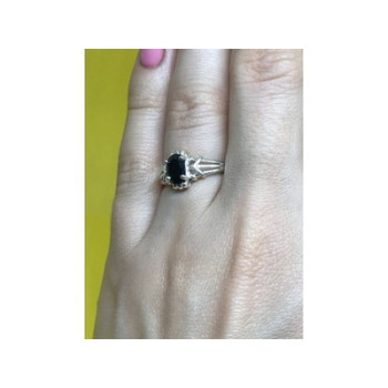 925 Sterling Silver Black Spinel Ring Size 6