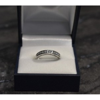 925 Sterling Silver CZ Band Ring Size 8