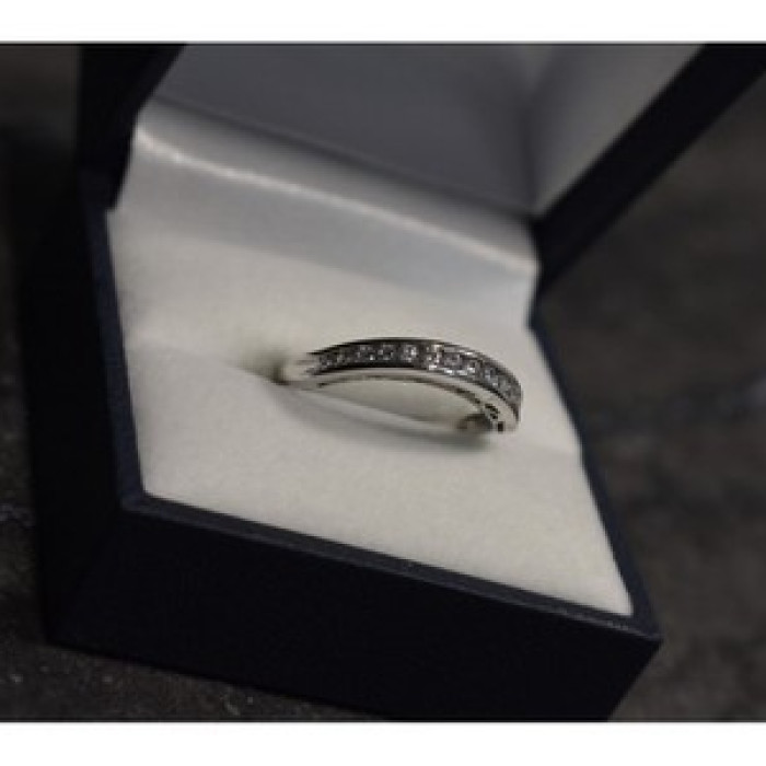 925 Sterling Silver CZ Band Ring Size 8
