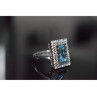 925 Sterling Silver Blue Alpanite & CZ Ring Size 8.5