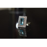 925 Sterling Silver Blue Alpanite & CZ Ring Size 8.5