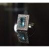 925 Sterling Silver Blue Alpanite & CZ Ring Size 8.5