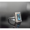 925 Sterling Silver Blue Alpanite & CZ Ring Size 8.5