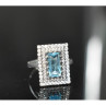 925 Sterling Silver Blue Alpanite & CZ Ring Size 8.5