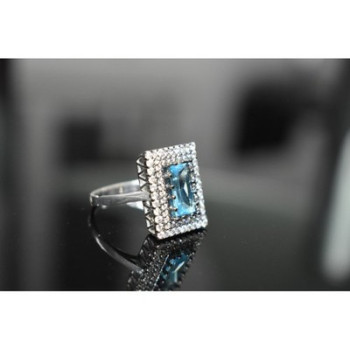 925 Sterling Silver Blue Alpanite & CZ Ring Size 8.5