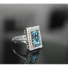 925 Sterling Silver Blue Alpanite & CZ Ring Size 8.5