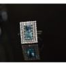 925 Sterling Silver Blue Alpanite & CZ Ring Size 8.5