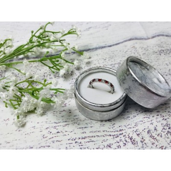 925 Sterling Silver Red & White CZ Band Ring Size 8.5