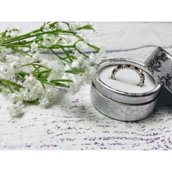 925 Sterling Silver Red & White CZ Band Ring Size 8.5