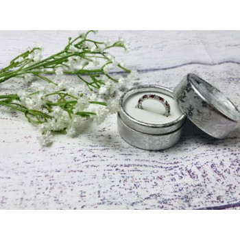 925 Sterling Silver Red & White CZ Band Ring Size 8.5