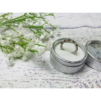 925 Sterling Silver Red & White CZ Band Ring Size 8.5