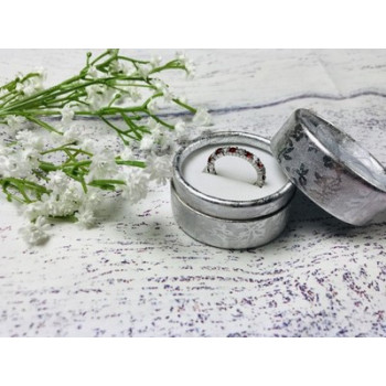 925 Sterling Silver Red & White CZ Band Ring Size 8.5