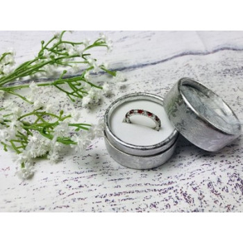 925 Sterling Silver Red & White CZ Band Ring Size 8.5