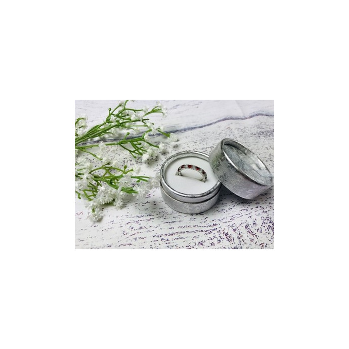 925 Sterling Silver Red & White CZ Band Ring Size 8.5