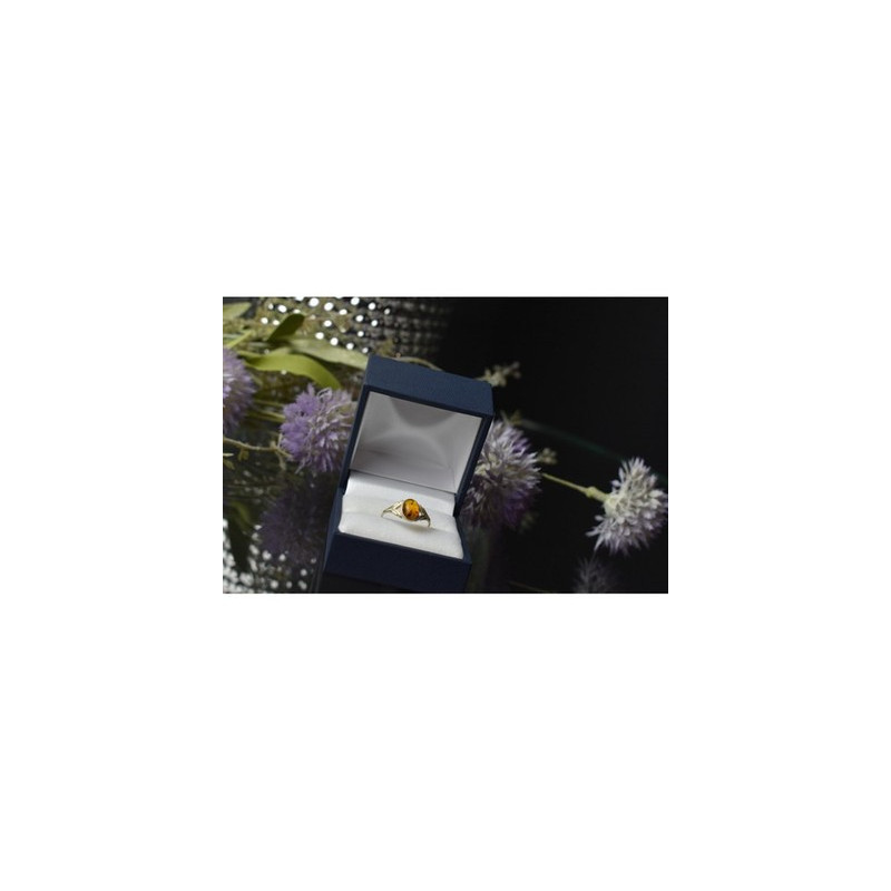 925 Sterling Silver Amber Ring Size 6.5