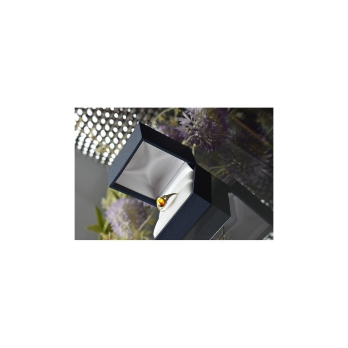 925 Sterling Silver Amber Ring Size 6.5