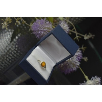 925 Sterling Silver Amber Ring Size 6.5