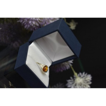 925 Sterling Silver Amber Ring Size 6.5