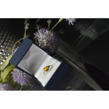 925 Sterling Silver Amber Ring Size 6.5