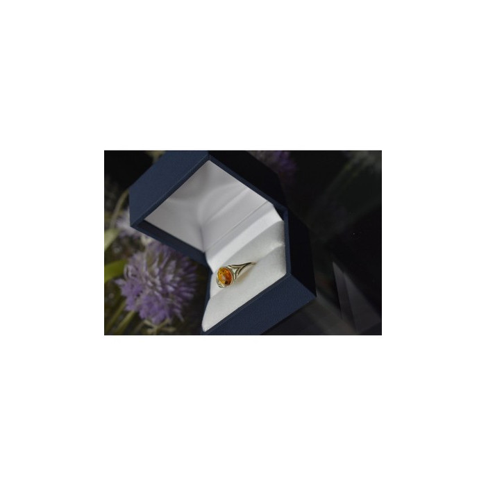 925 Sterling Silver Amber Ring Size 6.5