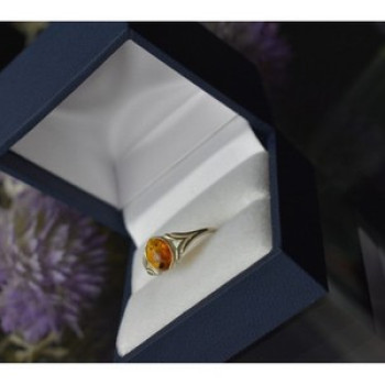 925 Sterling Silver Amber Ring Size 6.5