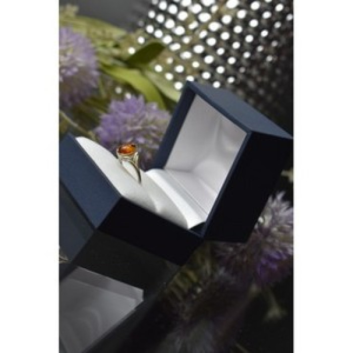 925 Sterling Silver Amber Ring Size 6.5