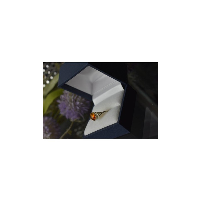925 Sterling Silver Amber Ring Size 6.5