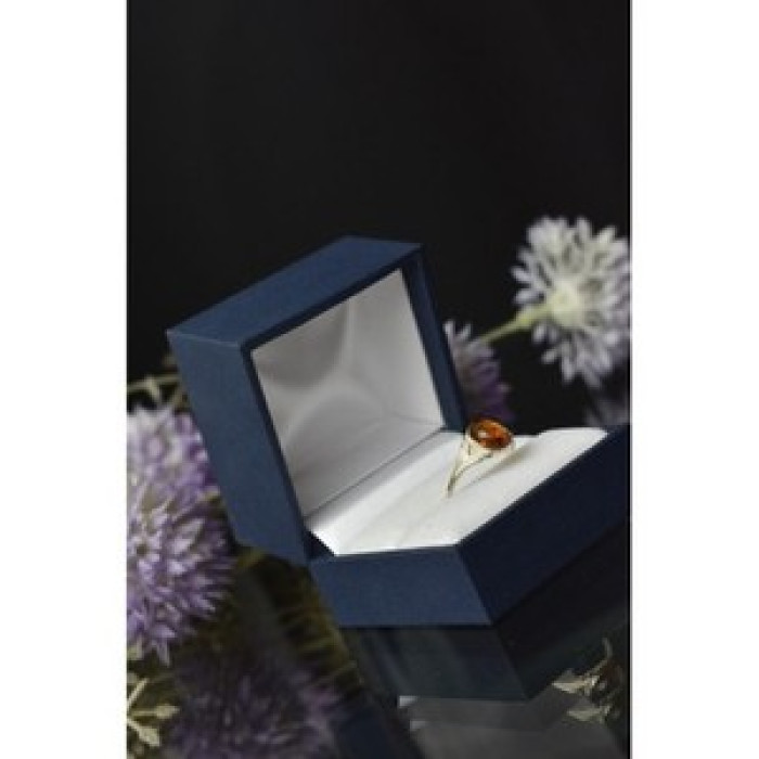 925 Sterling Silver Amber Ring Size 6.5