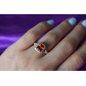 925 Sterling Silver Orange CZ Ring Size 6.5