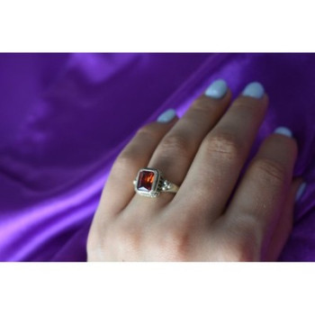 925 Sterling Silver Orange CZ Ring Size 6.5