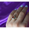 925 Sterling Silver Orange CZ Ring Size 6.5