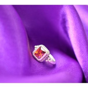 925 Sterling Silver Orange CZ Ring Size 6.5