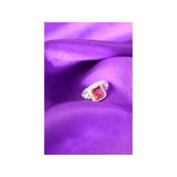 925 Sterling Silver Orange CZ Ring Size 6.5