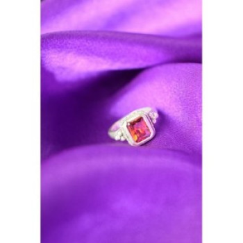 925 Sterling Silver Orange CZ Ring Size 6.5