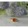925 Sterling Silver Gold Plated Orange Topaz & CZ Ring Size 8.5