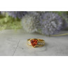 925 Sterling Silver Gold Plated Orange Topaz & CZ Ring Size 8.5