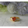 925 Sterling Silver Gold Plated Orange Topaz & CZ Ring Size 8.5