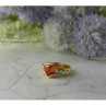 925 Sterling Silver Gold Plated Orange Topaz & CZ Ring Size 8.5