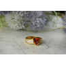 925 Sterling Silver Gold Plated Orange Topaz & CZ Ring Size 8.5