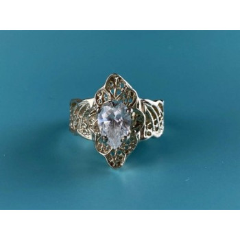 925 Sterling Silver White CZ Openwork  Ring Size 6.5