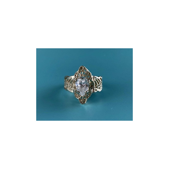 925 Sterling Silver White CZ Openwork  Ring Size 6.5