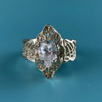 925 Sterling Silver White CZ Openwork Ring Size 6.5